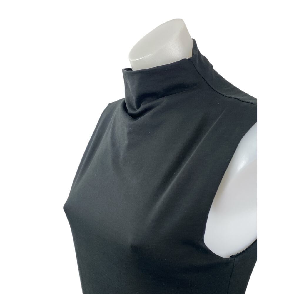 J.Crew Women's Black Sleeveless Turtleneck Tank Pleated A Line Midi Dress Size S - Picture 2 of 6